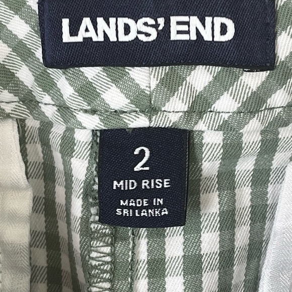 Land’s End women’s green/white gingham print shorts, size 2 - Picture 4 of 13